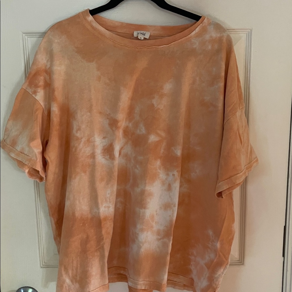 La Miel Orange Tie-Dye T-Shirt raw edges